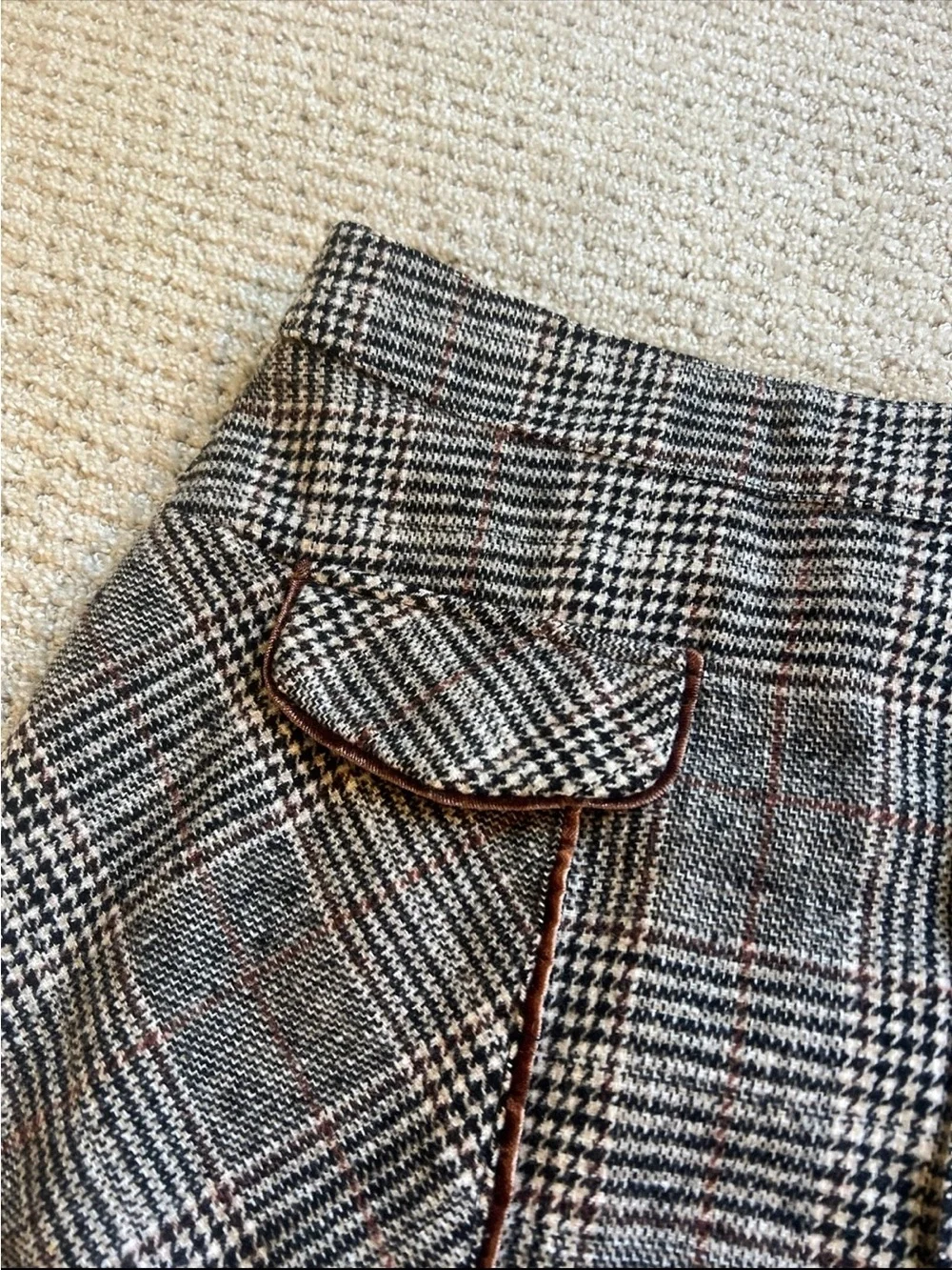 bagatelle Plaid Mini Skirt with Brown Piping